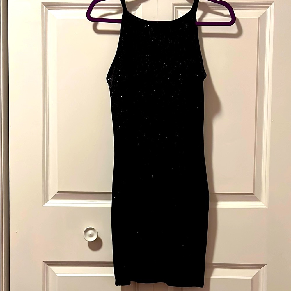 Black Sparkly Velvet Bodycon Dress Wild Fable M